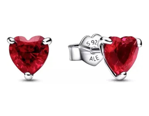 ARETES PLATA LEY 925 DE BOTON ROJO INSPO PANDORA