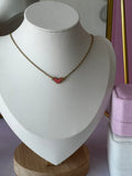 COLLAR CON DIGE EN FORMA DE CORAZÓN ROSADO ACERO 316