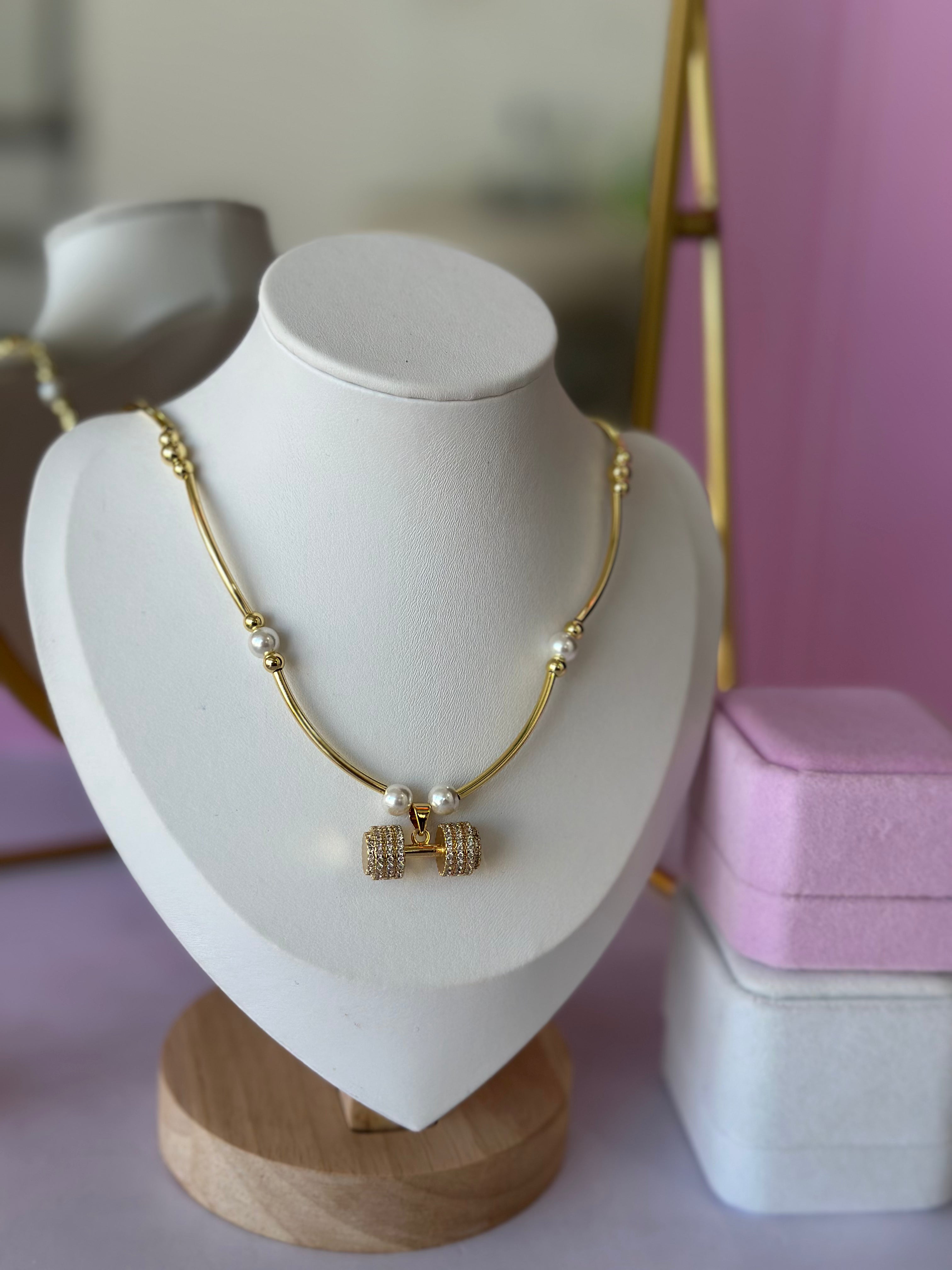 COLLAR CON DIGE DE PEZA PARA MUJER, CHAPA DE ORO