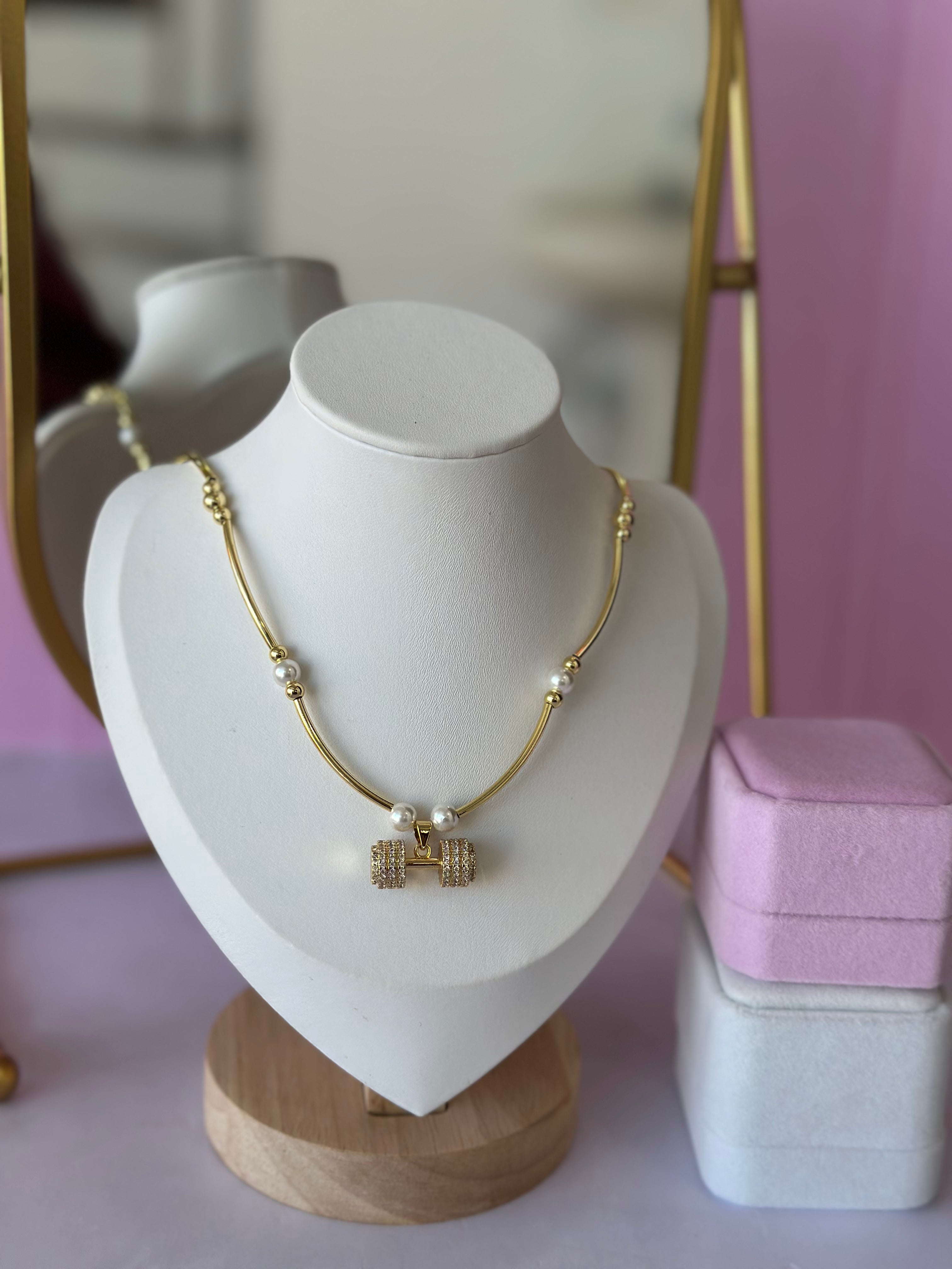COLLAR CON DIGE DE PEZA PARA MUJER, CHAPA DE ORO