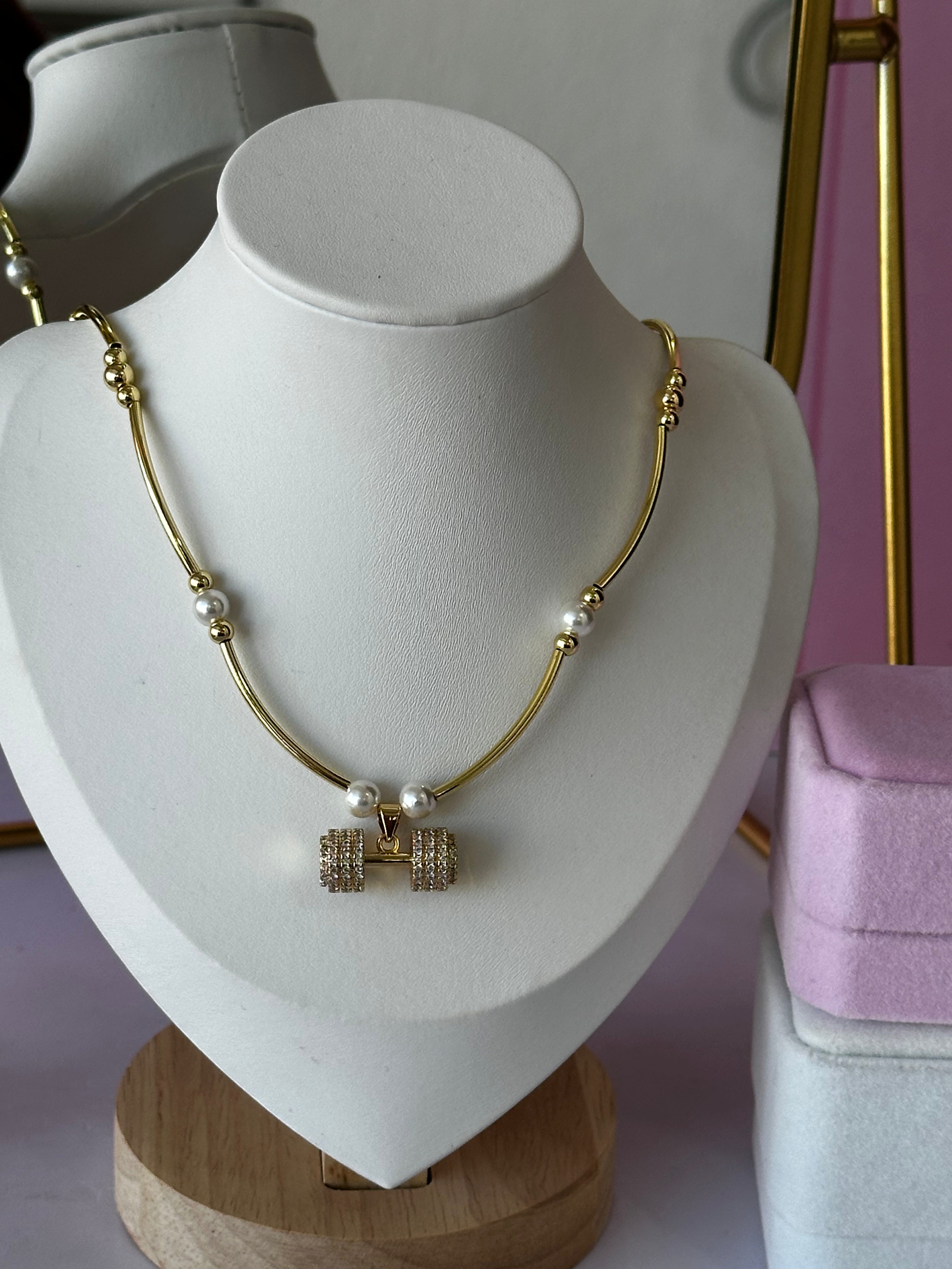 COLLAR CON DIGE DE PEZA PARA MUJER, CHAPA DE ORO