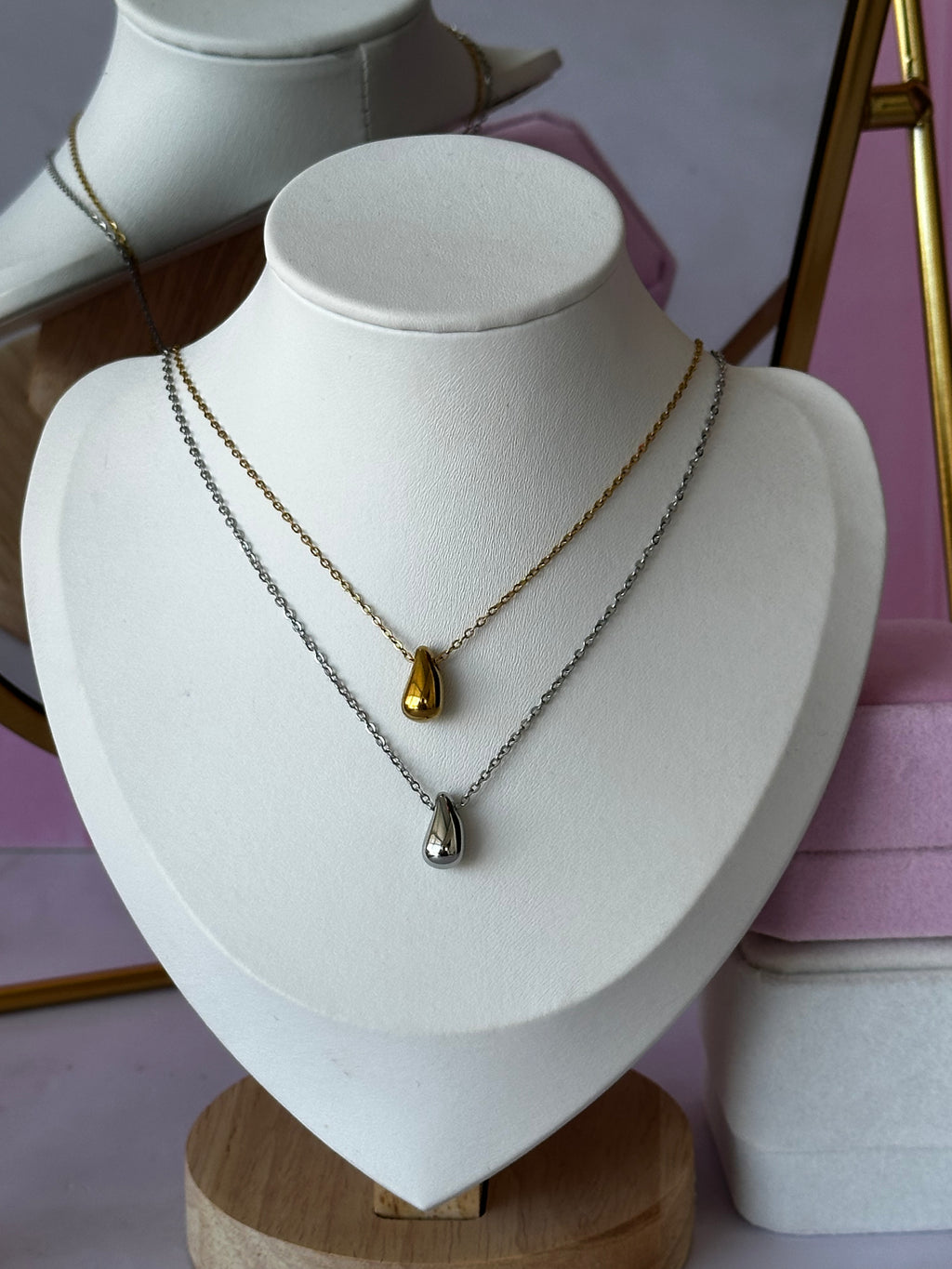 COLLARES CON DIGE DE GOTA ACERO 316