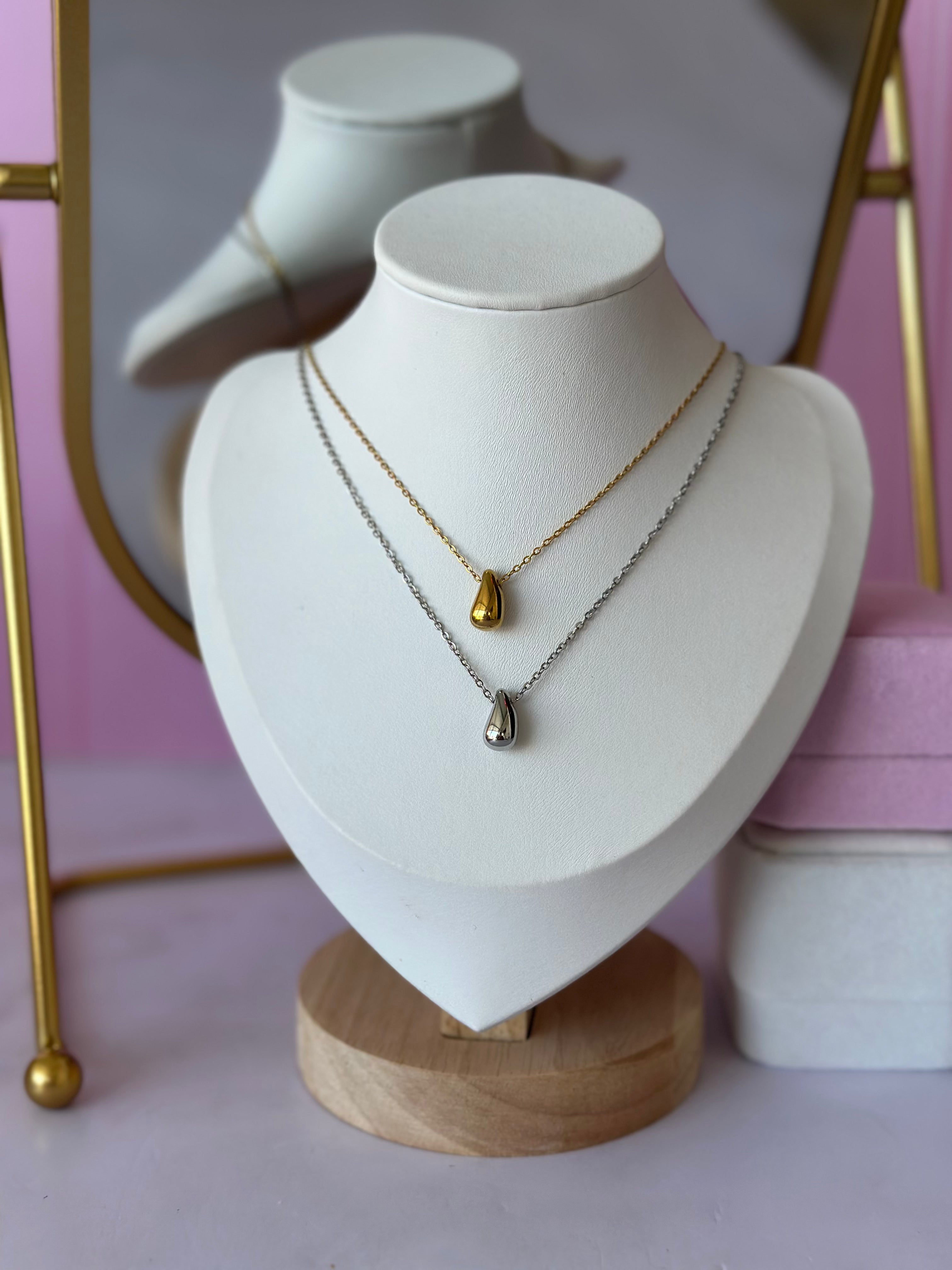 COLLARES CON DIGE DE GOTA ACERO 316