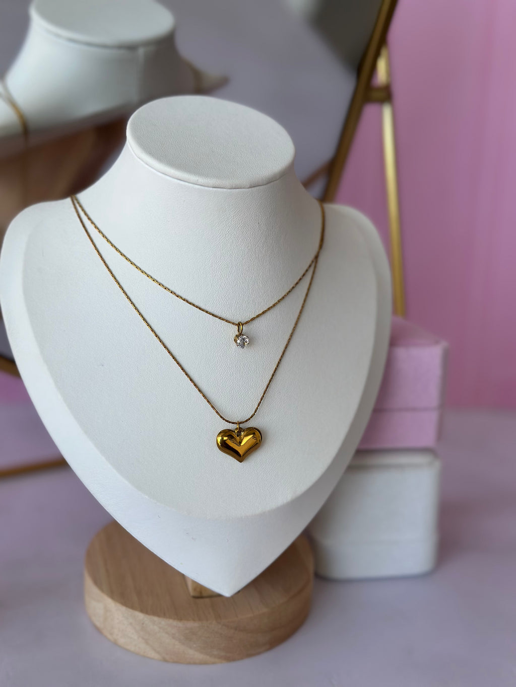 COLLAR CON DIGE DE CORAZÓN Y PIEDRA HERMOSA ACERO 316