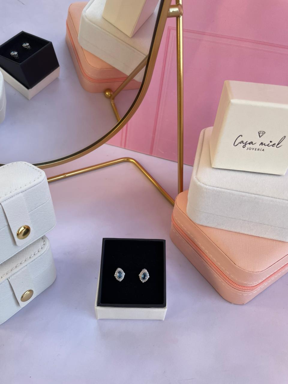 ARETES DE PLATA LEY CON PIEDRA