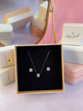 KIT DE PLATA LEY 925 ARETES Y COLLAR