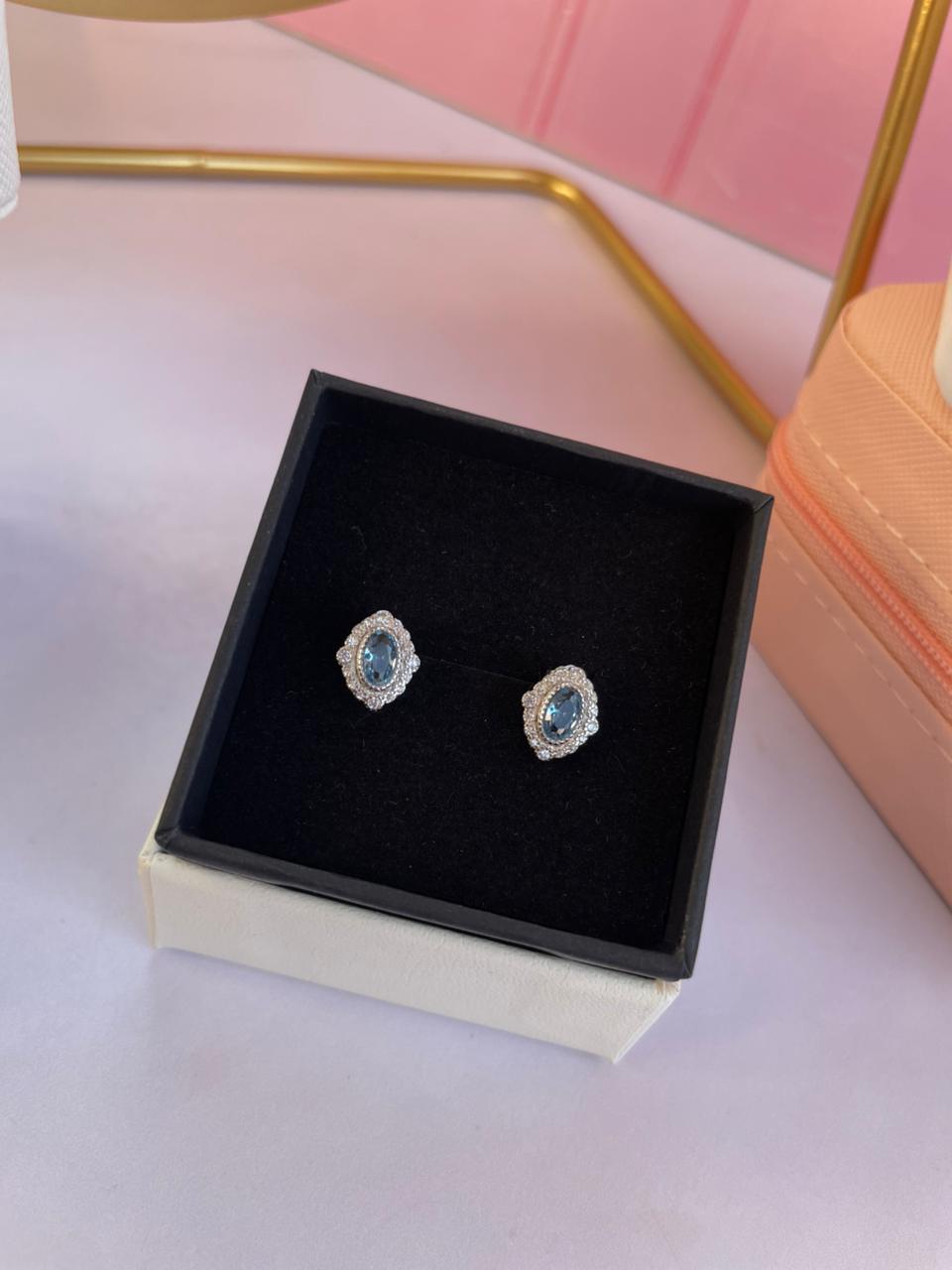 ARETES DE PLATA LEY CON PIEDRA