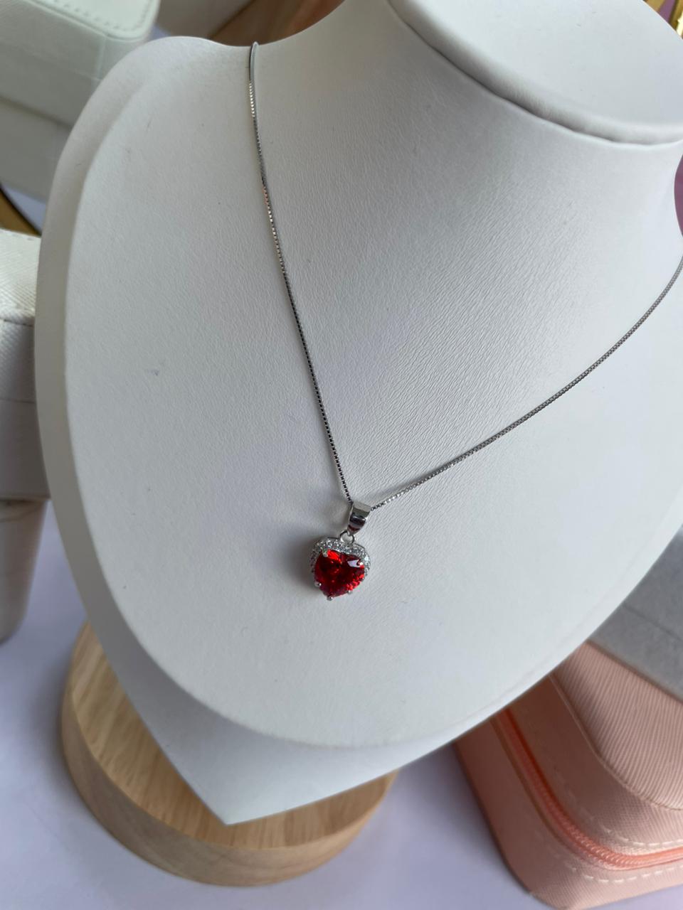 COLLAR CORAZON DE PLATA LEY 925